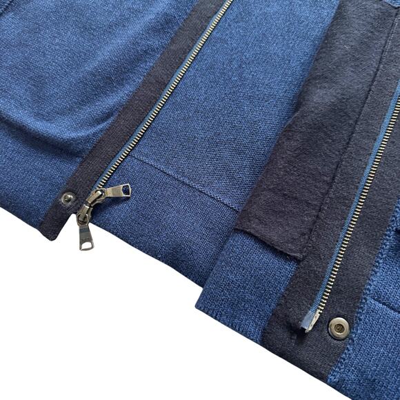 Banana Republic Full Zip Cardigan Knit sweater Men Sz XL Royal Blue Grandpacore - Picture 4 of 16